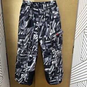 ZeroXposur Boys Medium 10/12 White Black Gray Snow Pants Stretch Waist Ski